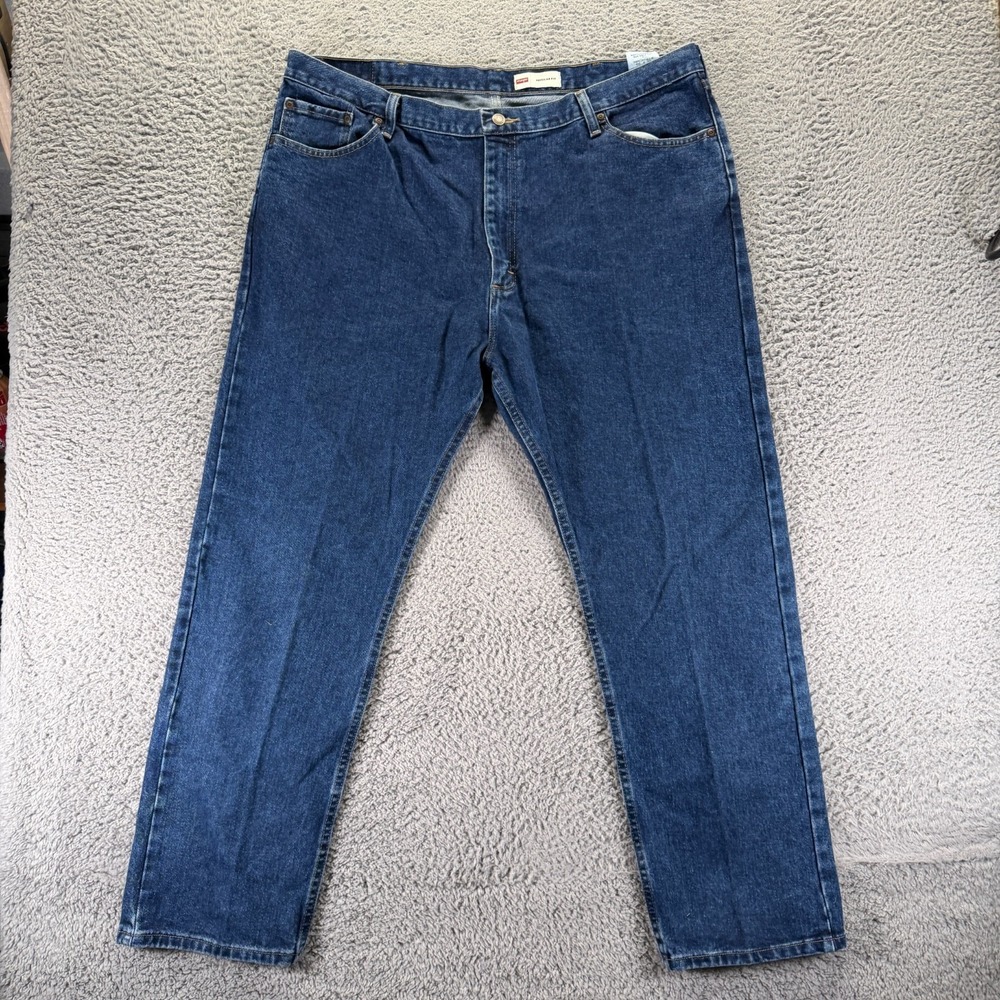 Wrangler Jeans Mens 42x30 Blue Cotton Denim Straight Leg Utility Workwear Travel